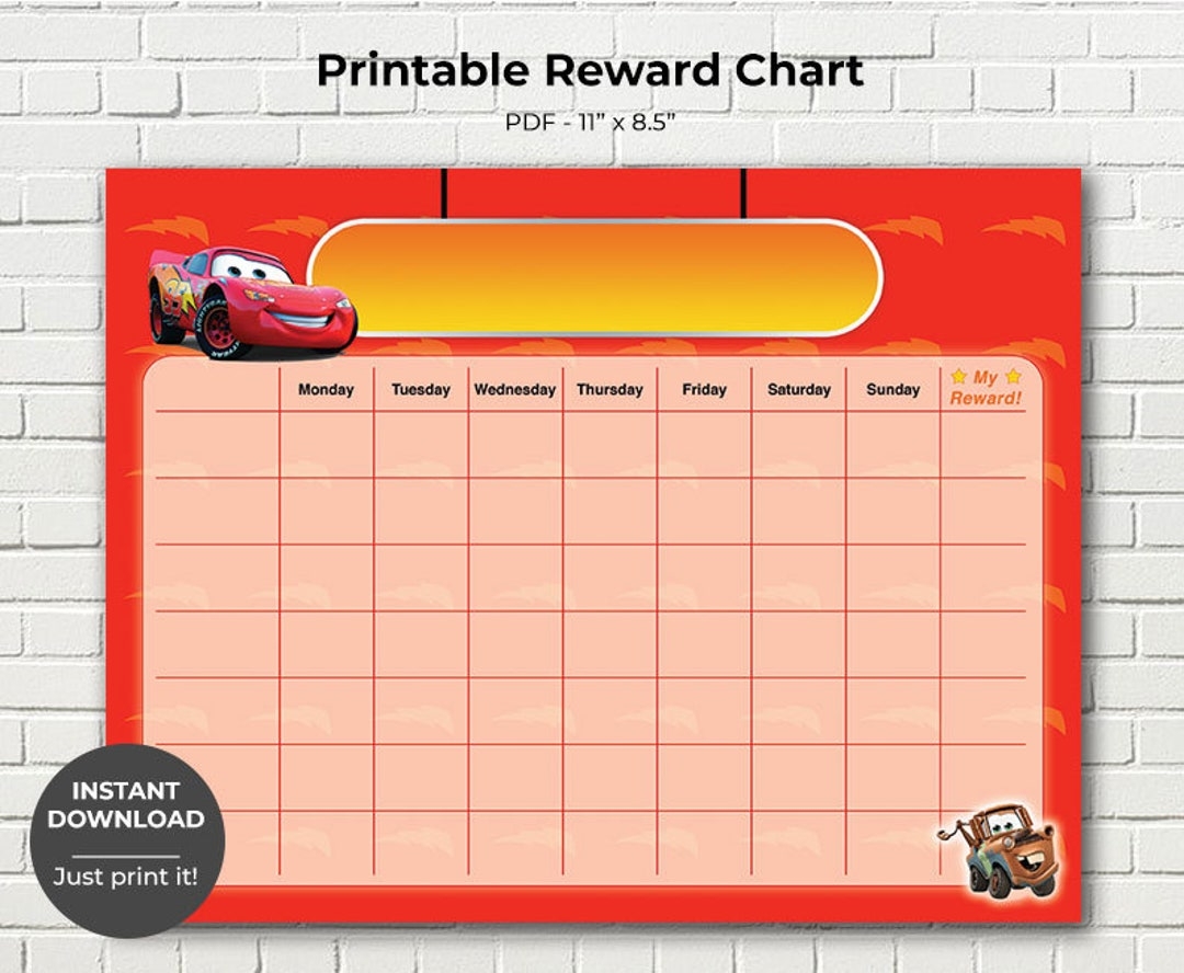Printable Cars Reward Chart Potty Training Chart Children s Sticker Chart Toddler Reward Chart INSTANT DOWNLOAD Etsy