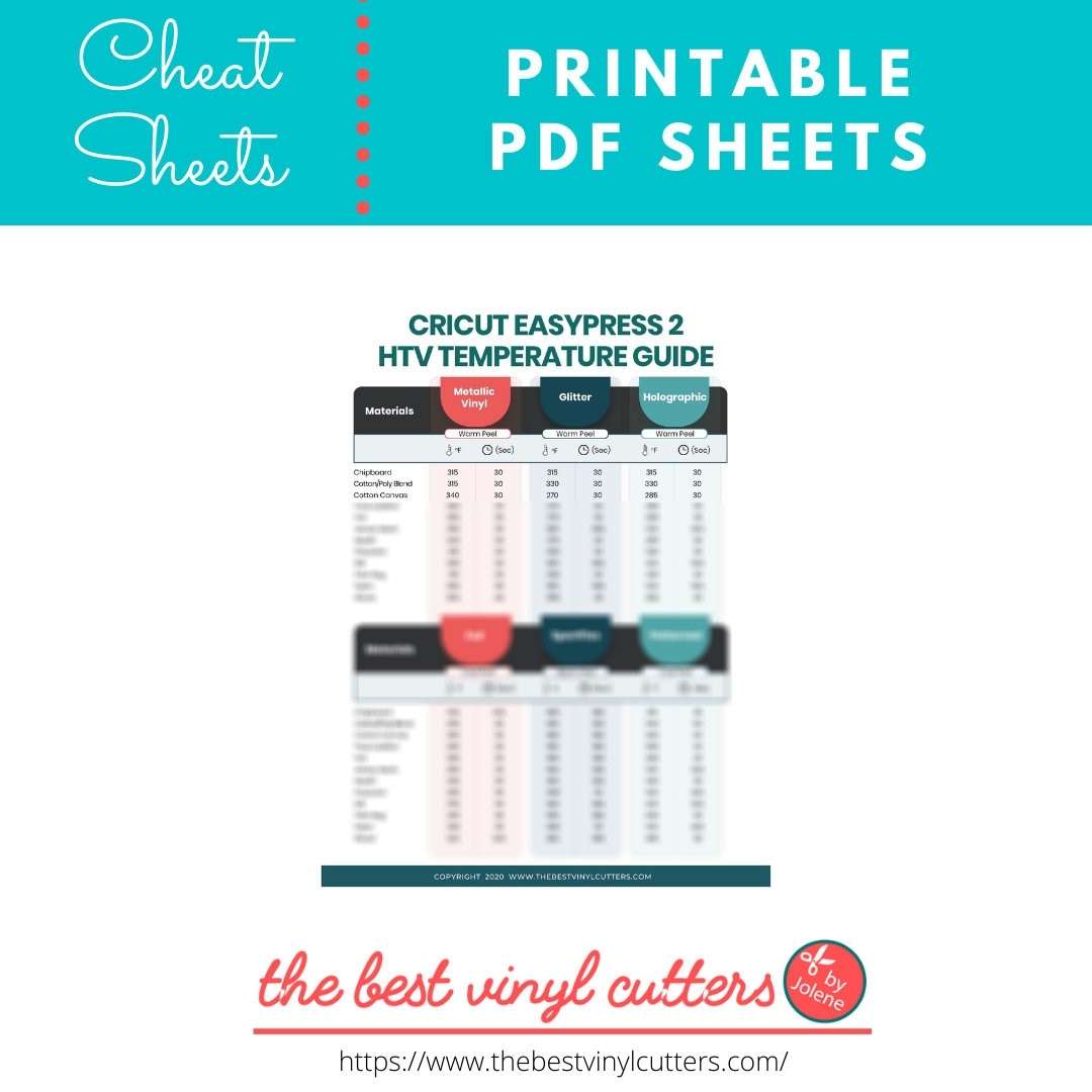 Printable Cheat Sheets For Easypress2 Heat Temperature Settings Beginners Guide PDF Instant Download Etsy
