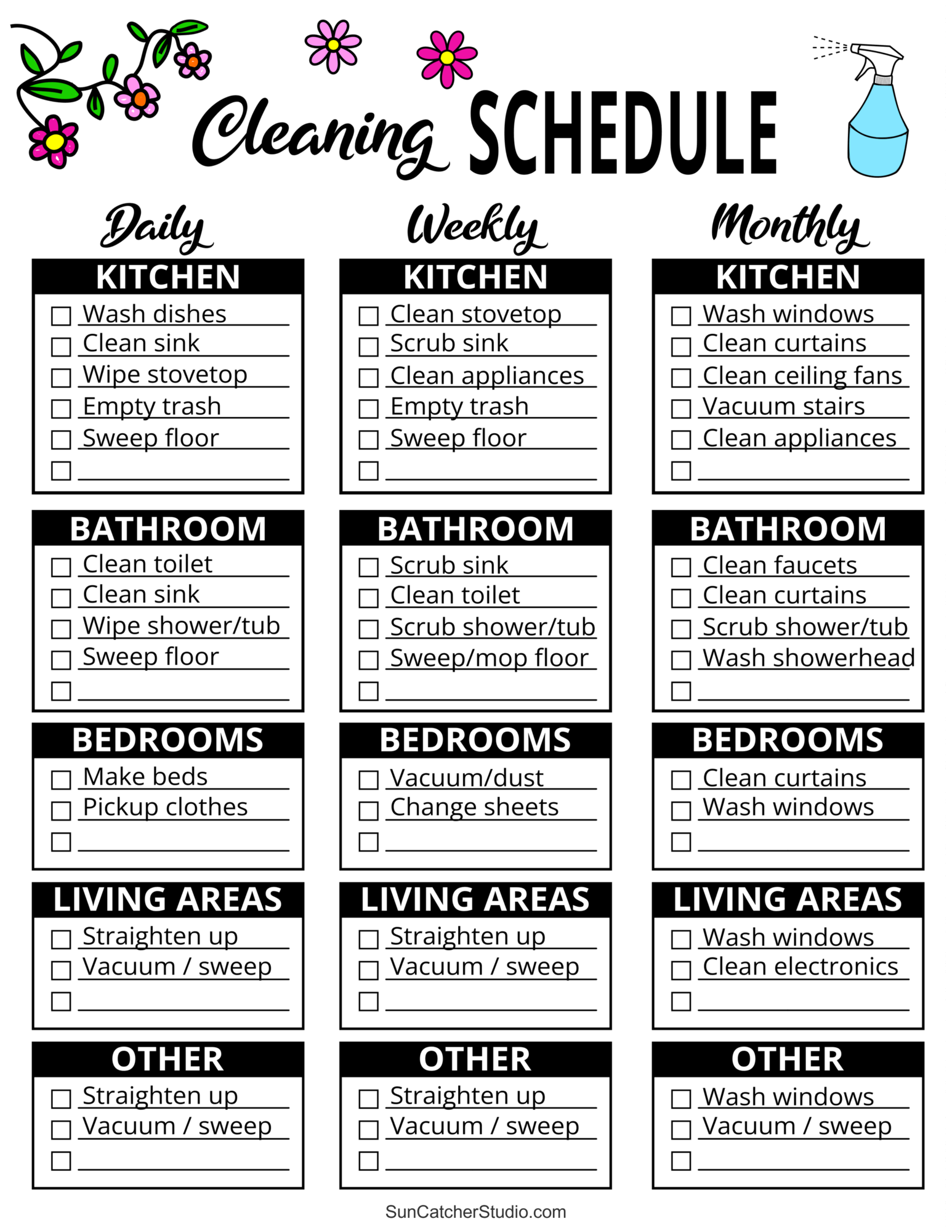 Cleaning Schedule Chart Printable Cleaning Schedule Chart Printable