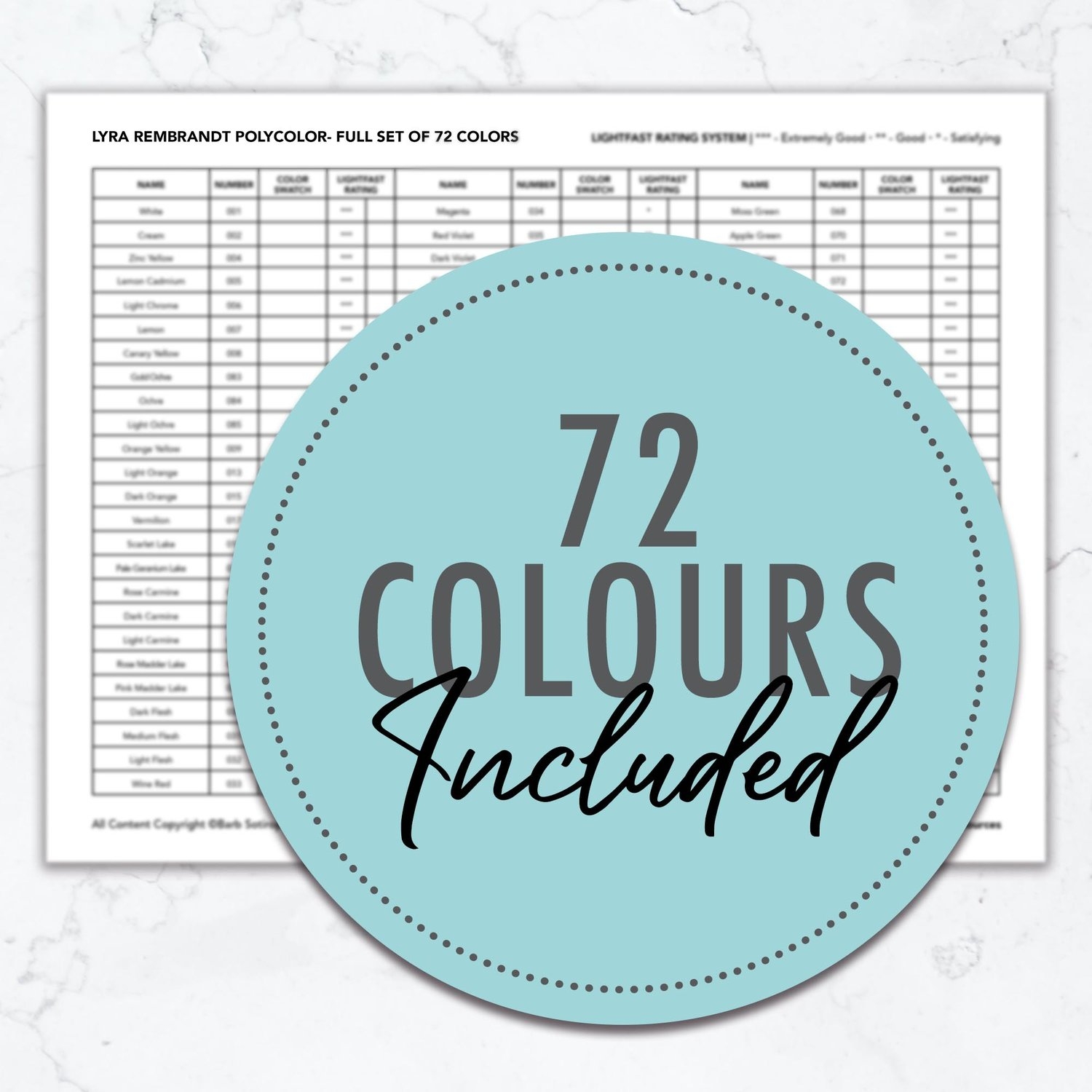 Printable Empty Blank Color Swatch Chart