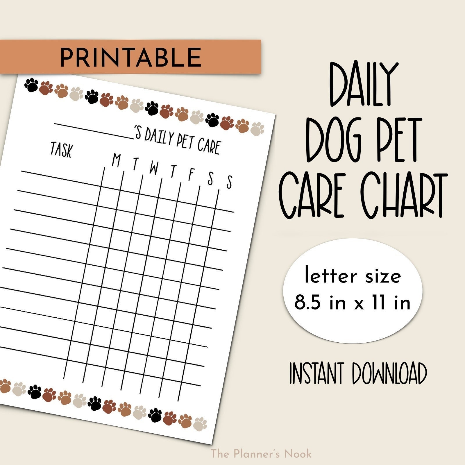 Free Printable Dog Daily Chart