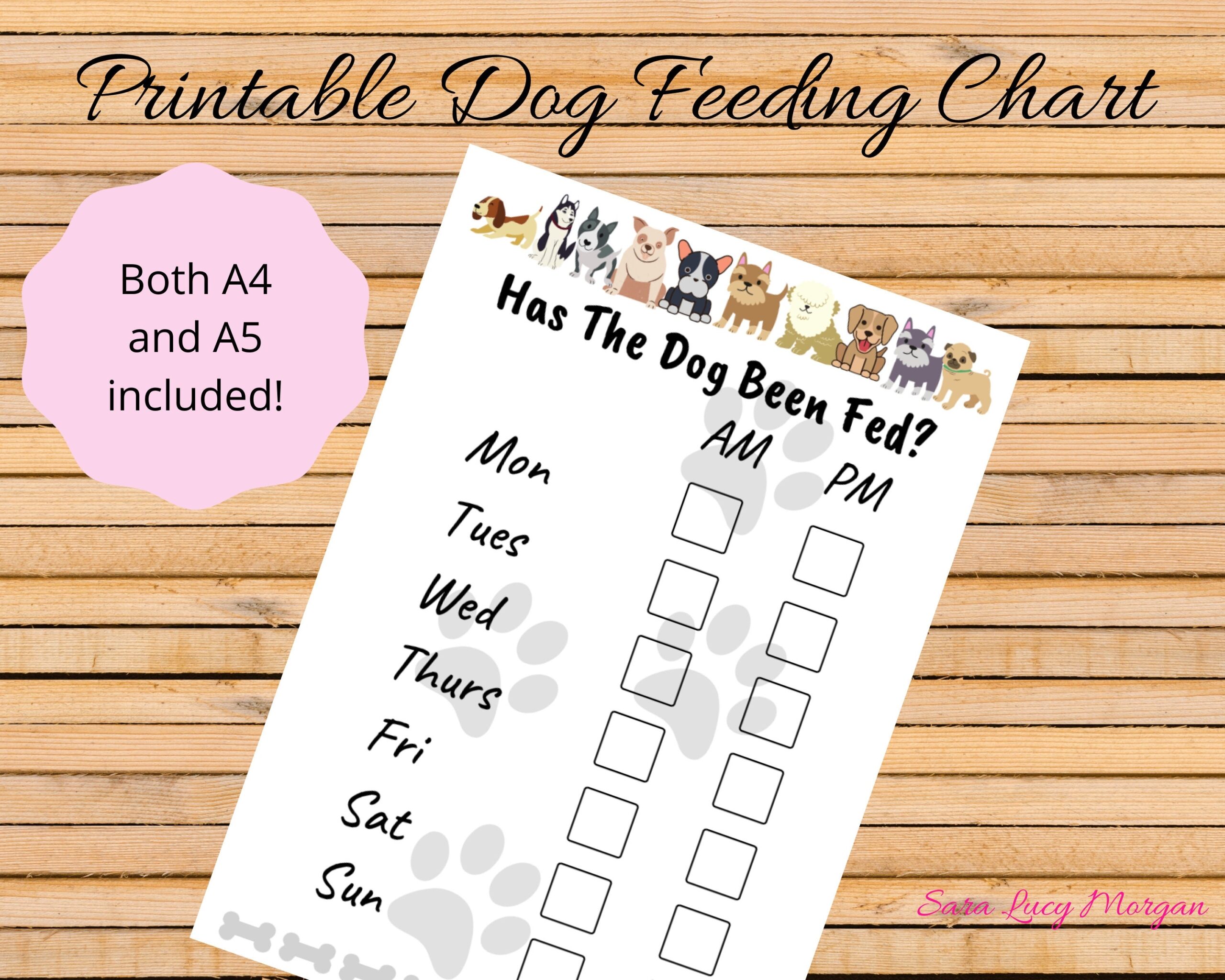 Printable Dog Feeding Chart Dog Food Schedule Pet Food Schedule Dog Food Reminder Pet Food Reminder Remember To Feed The Dog Download Etsy