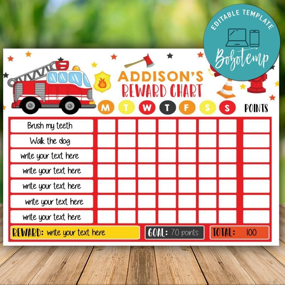 Fireman Sam Printable Reward Chart