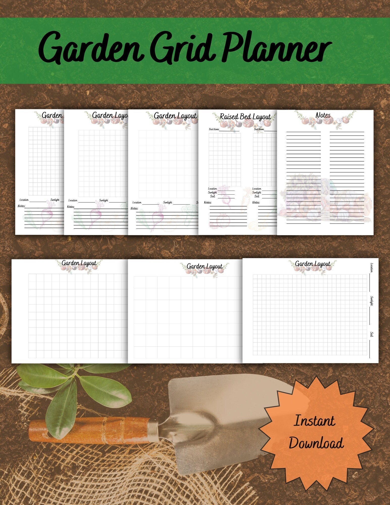 Printable Garden Grid Planner Raised Bed Vegetable Garden Layout Templates Instant Download PDF Etsy Printable Garden Grid Planner Raised Bed Vegetable Garden Layout Templates Instant Download PDF Etsy