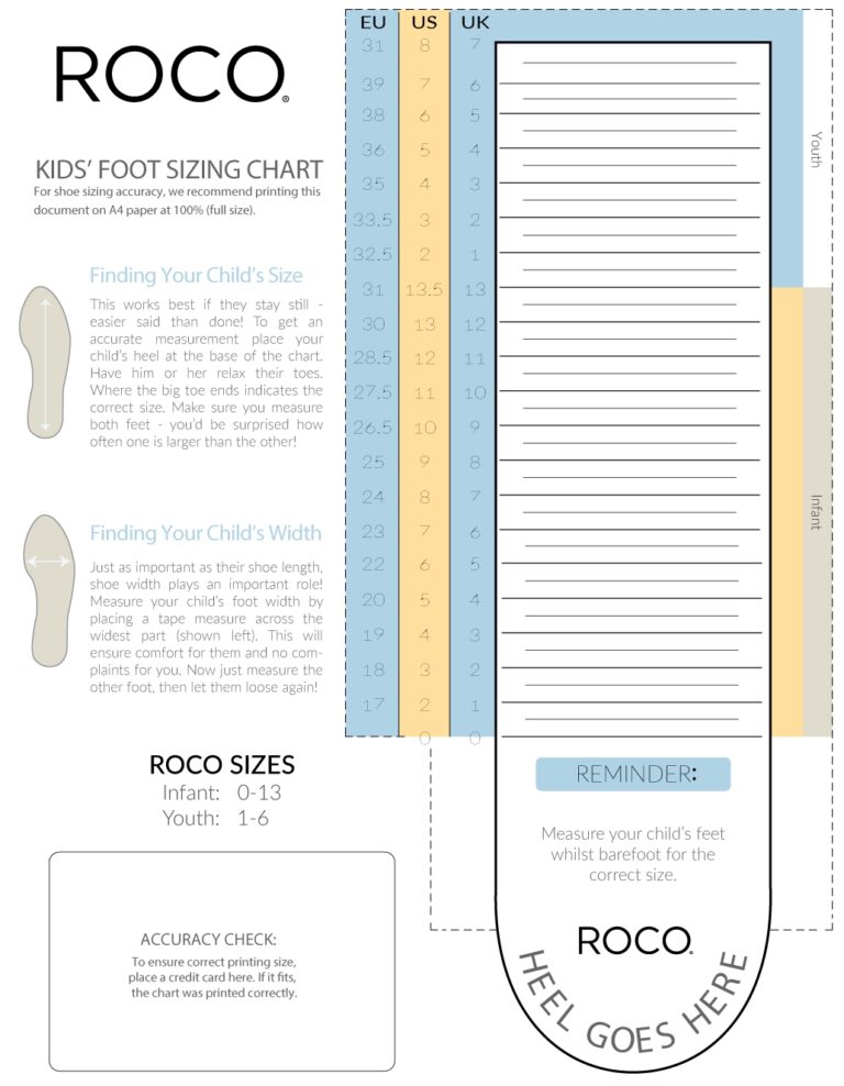 Printable Infant Shoe Sizes Kids Shoe Childrens Feet Measure Sizing Chart Printable Children 