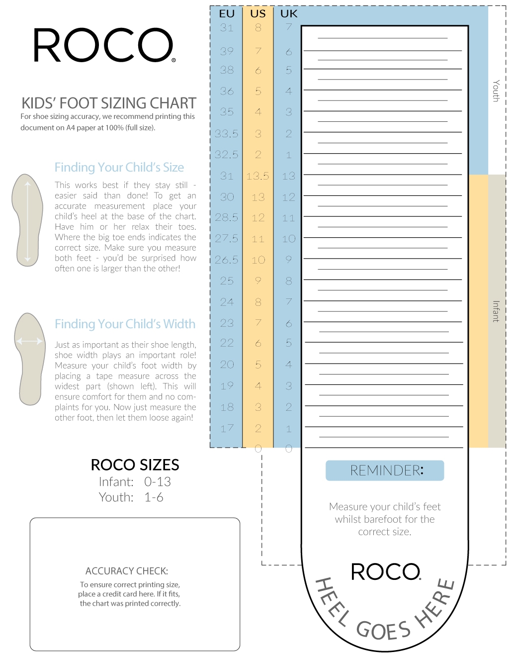 Printable Infant Shoe Sizes Kids Shoe Childrens Feet Measure Sizing Chart Printable Children 