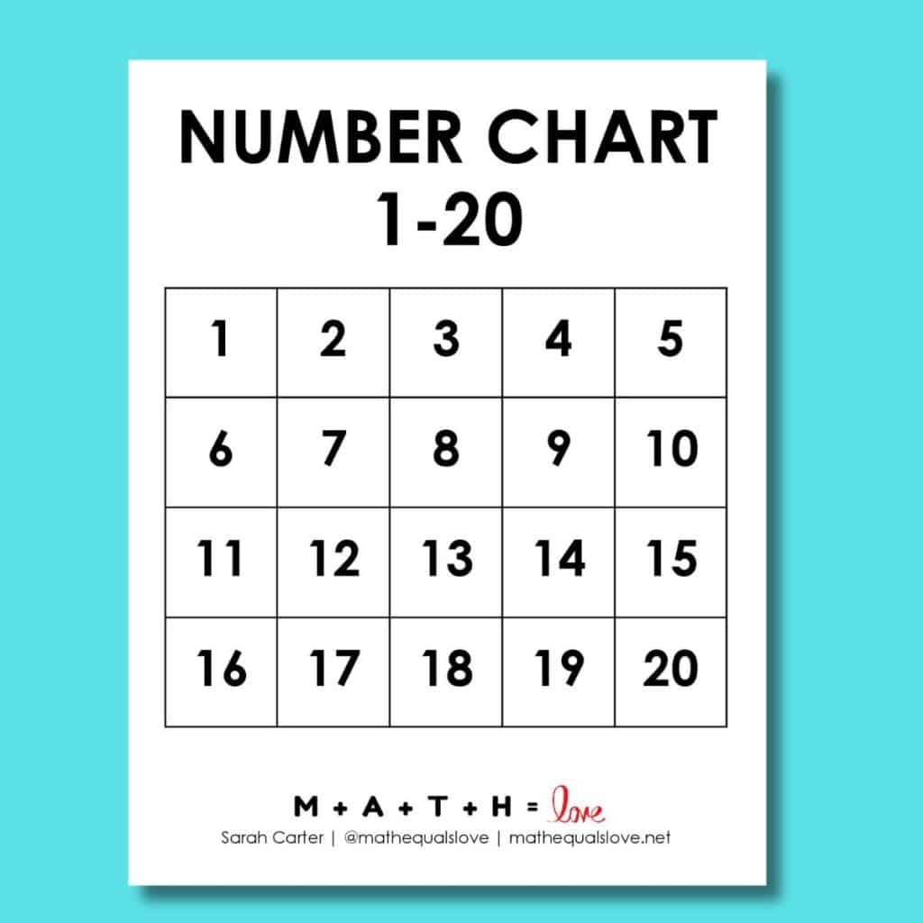 Number 1-20 Chart Free Printable Number 1-20 Chart Free Printable
