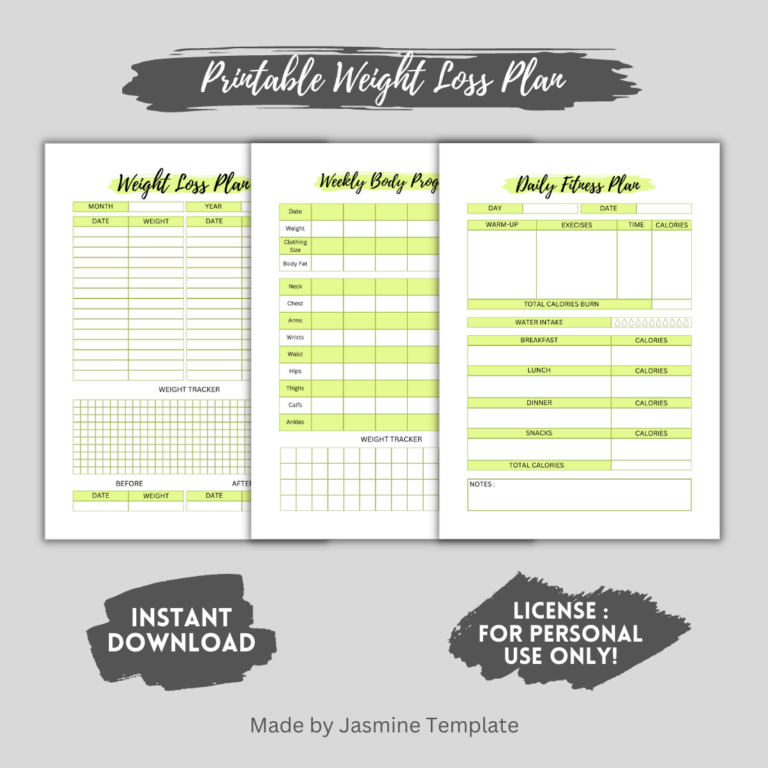 Printable Personal Weight Loss Planner MasterBundles