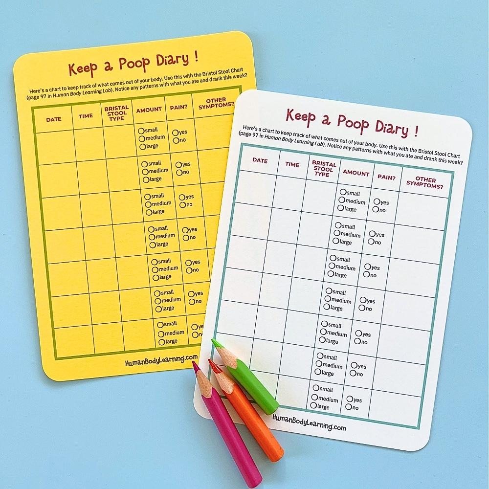 Printable Poop Diary And Bristol Stool Chart For Kids Printable Poop Diary And Bristol Stool Chart For Kids