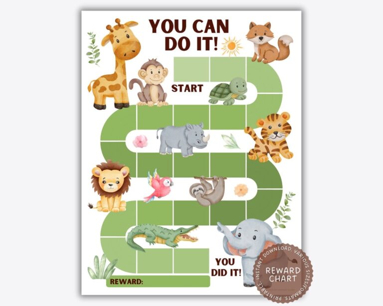 Printable Reward Chart Zoo Reward Chart Safari Sticker Chart Jungle Potty Training Chart Kids Reward Chart Classroom Behavior Tool Etsy