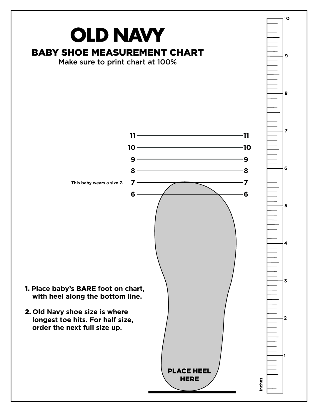 Printable Children's Foot Measurement Chart