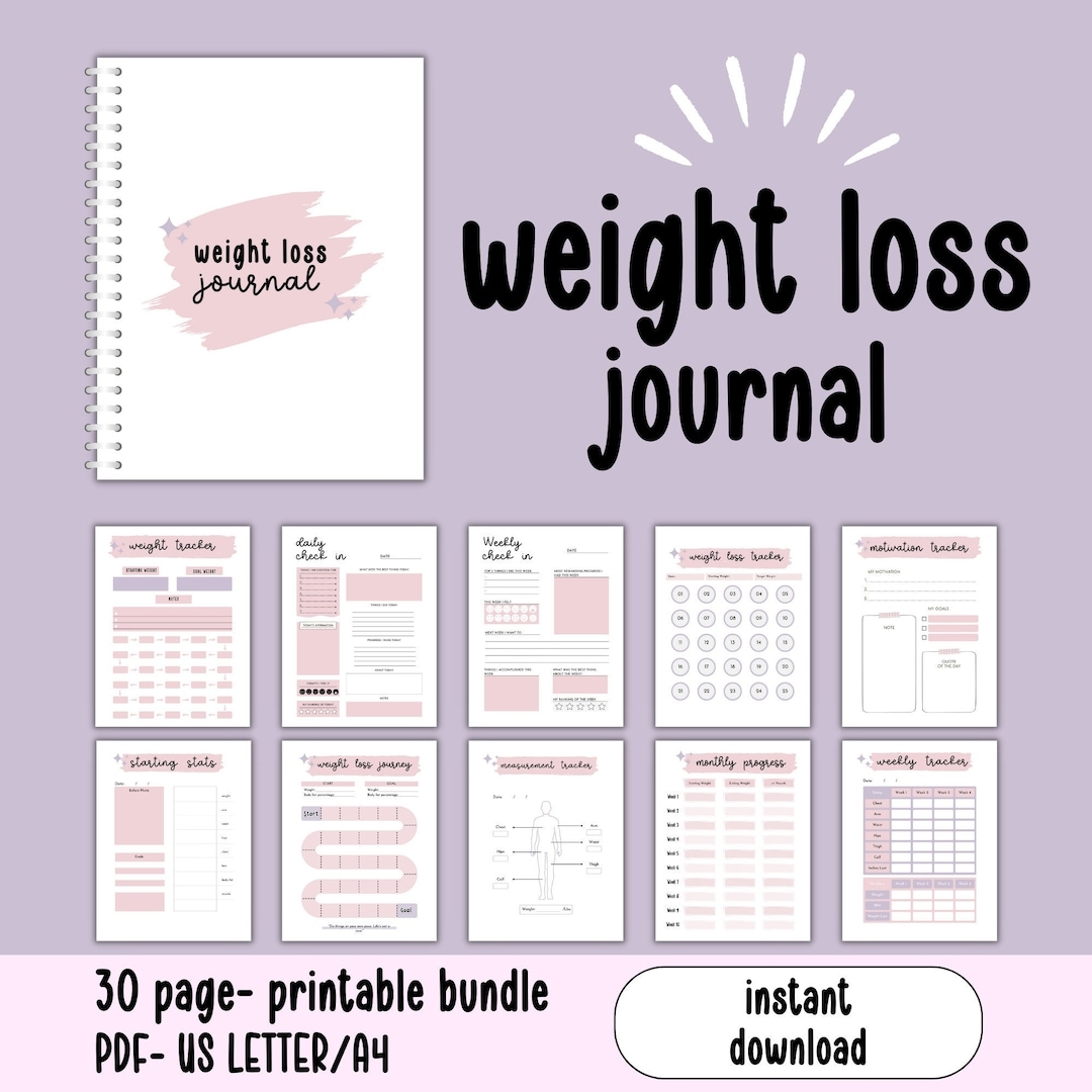 Printable Weight Loss Tracker Journal Weight Loss Progress Meal Planning Fitness Goals Motivation And Accountability Health Wellness Etsy de
