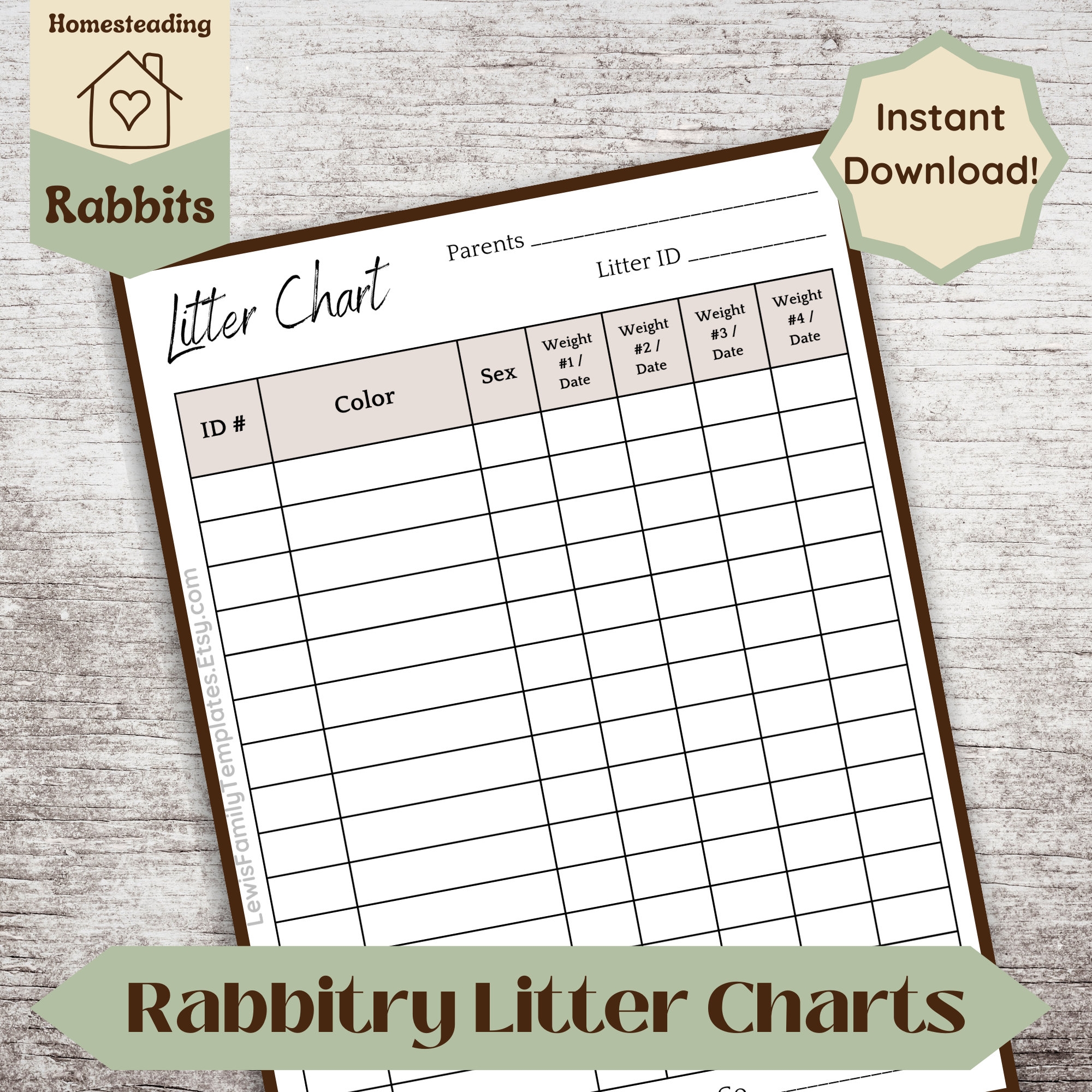Free Rabbit Breeding Printable Chart Free Rabbit Breeding Printable Chart
