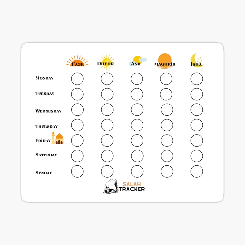 Salah Tracker For Kids Namaz Tracker For Kids Poster For Sale By Islamiccrafts Redbubble