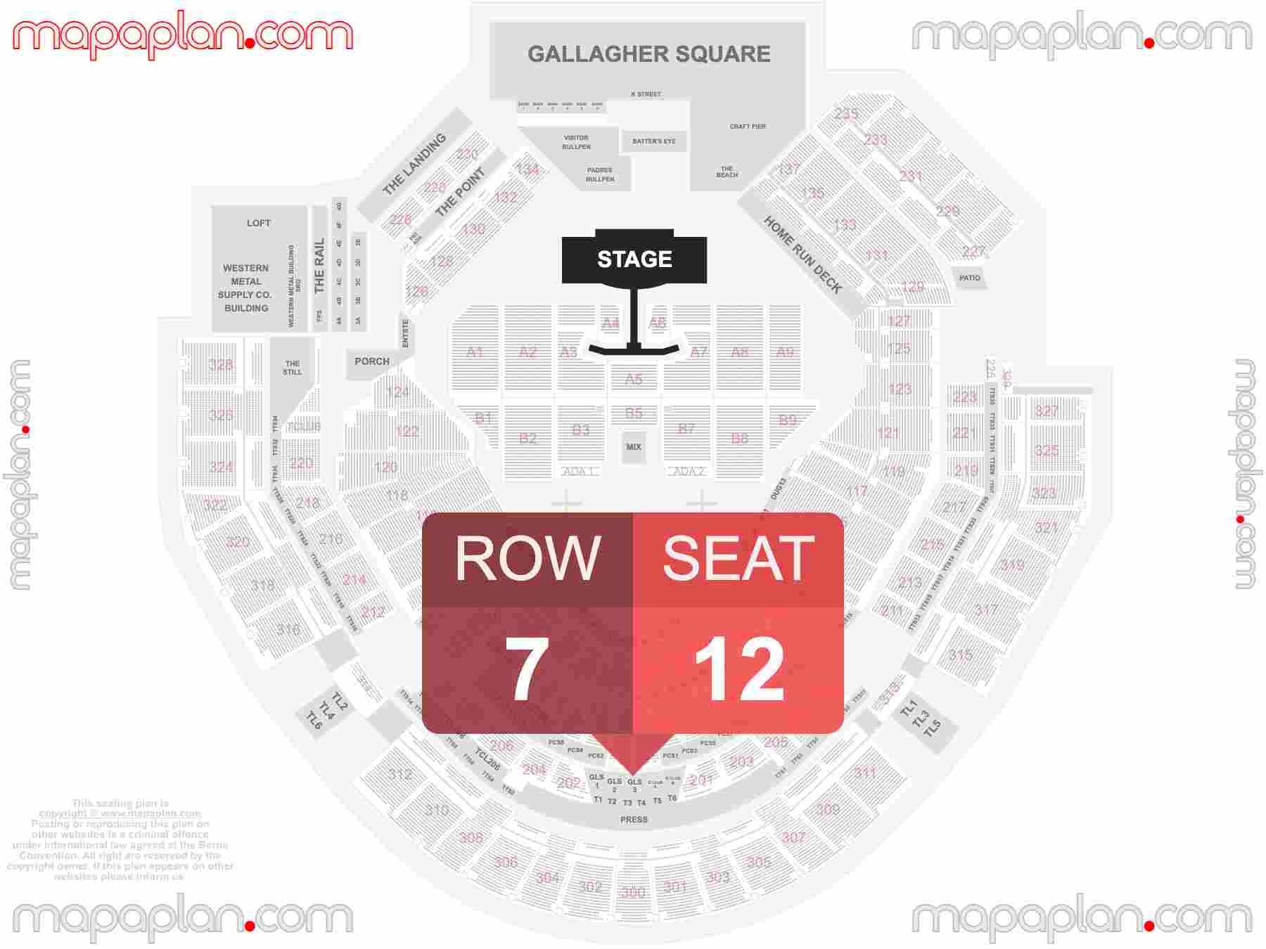 San Diego Petco Park Detailed Interactive Seating Chart With Seat Row Numbers MapaPlan