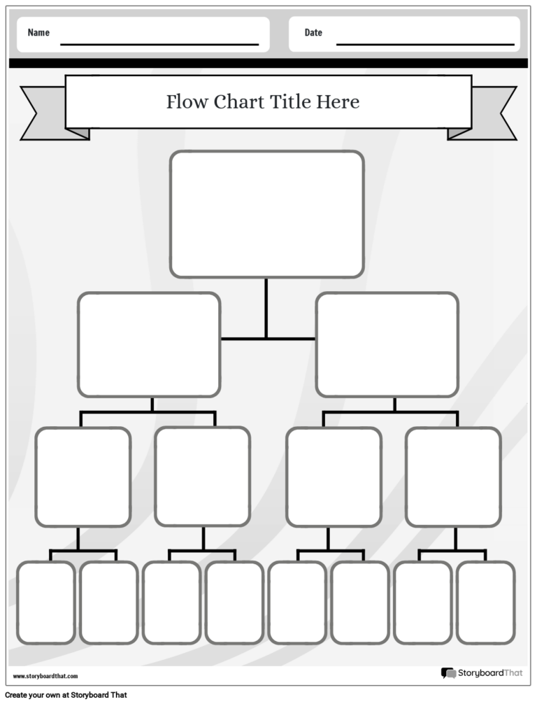 Simple Background Printable Flow Chart Worksheet Template