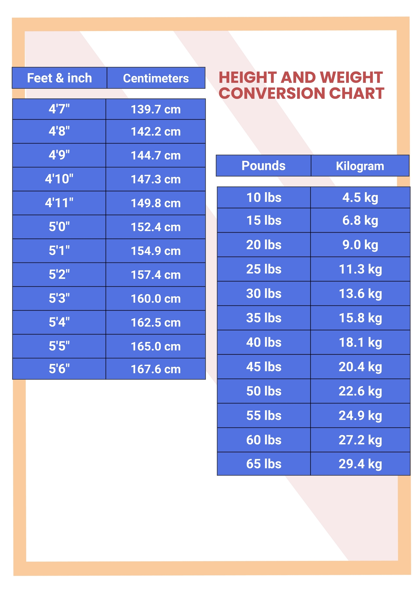 Simple Height And Weight Conversion Chart In Illustrator PDF Download Template Simple Height And Weight Conversion Chart In Illustrator PDF Download Template