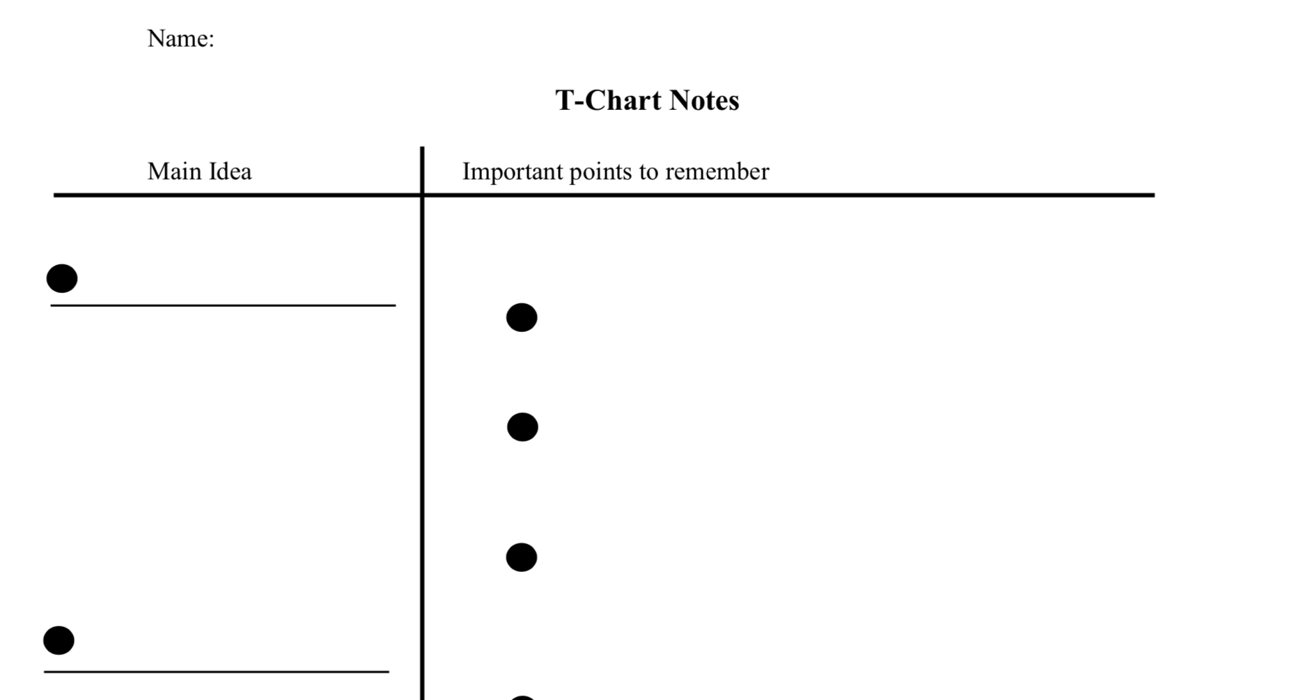 T Chart Printable Template How To Guide TeacherVision