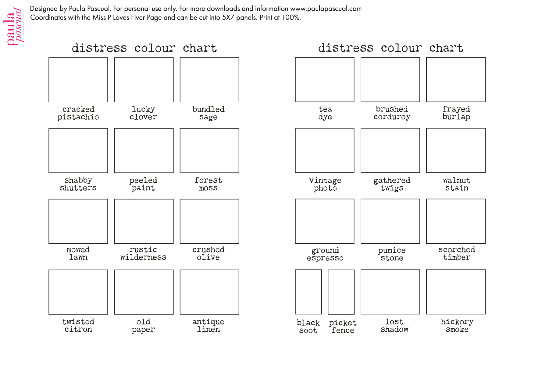 Tim Holtz Distress And Distress Oxides Colour Charts Paula Pascual