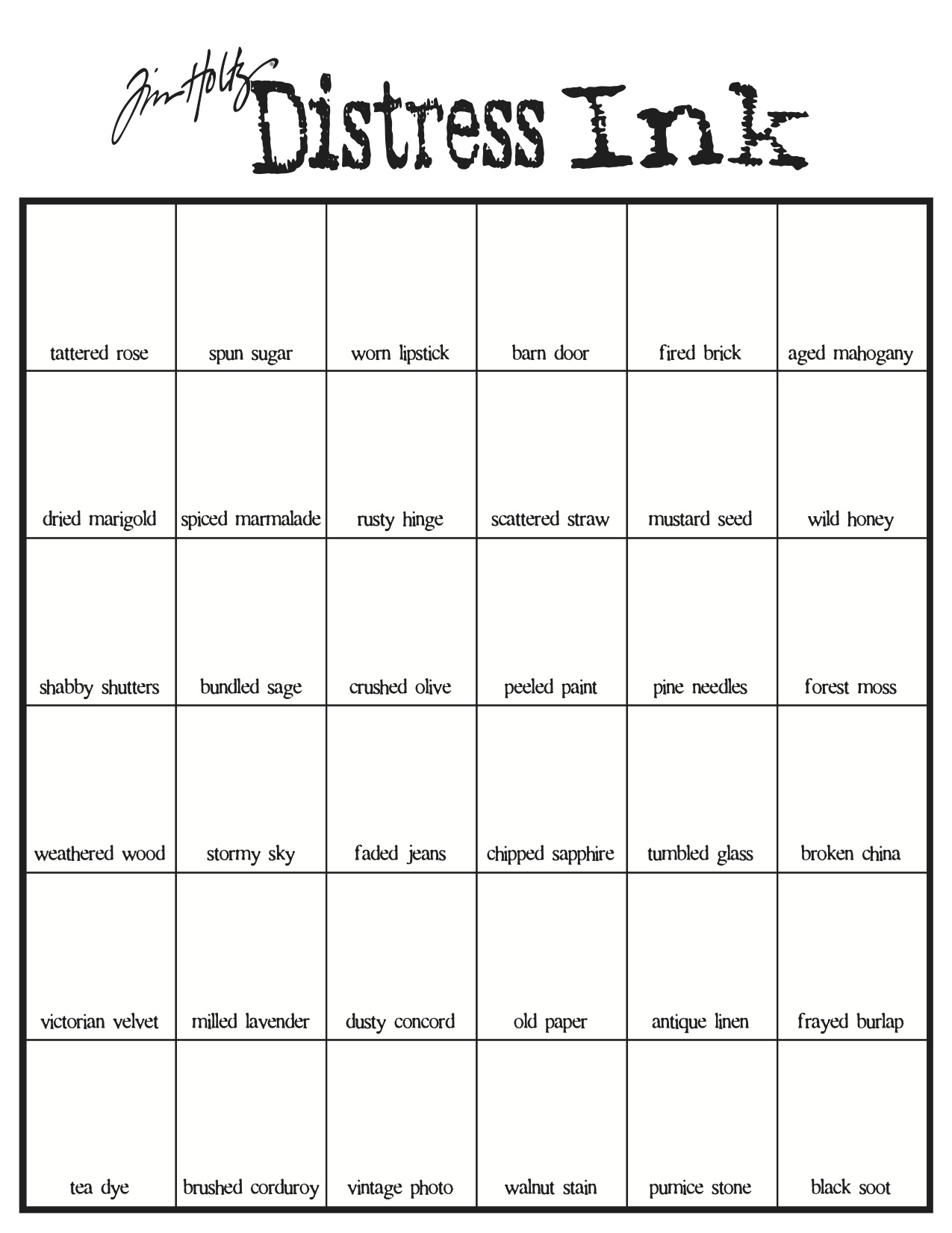 Tim Holtz Distress Ink Chart Sunshine In Your Day