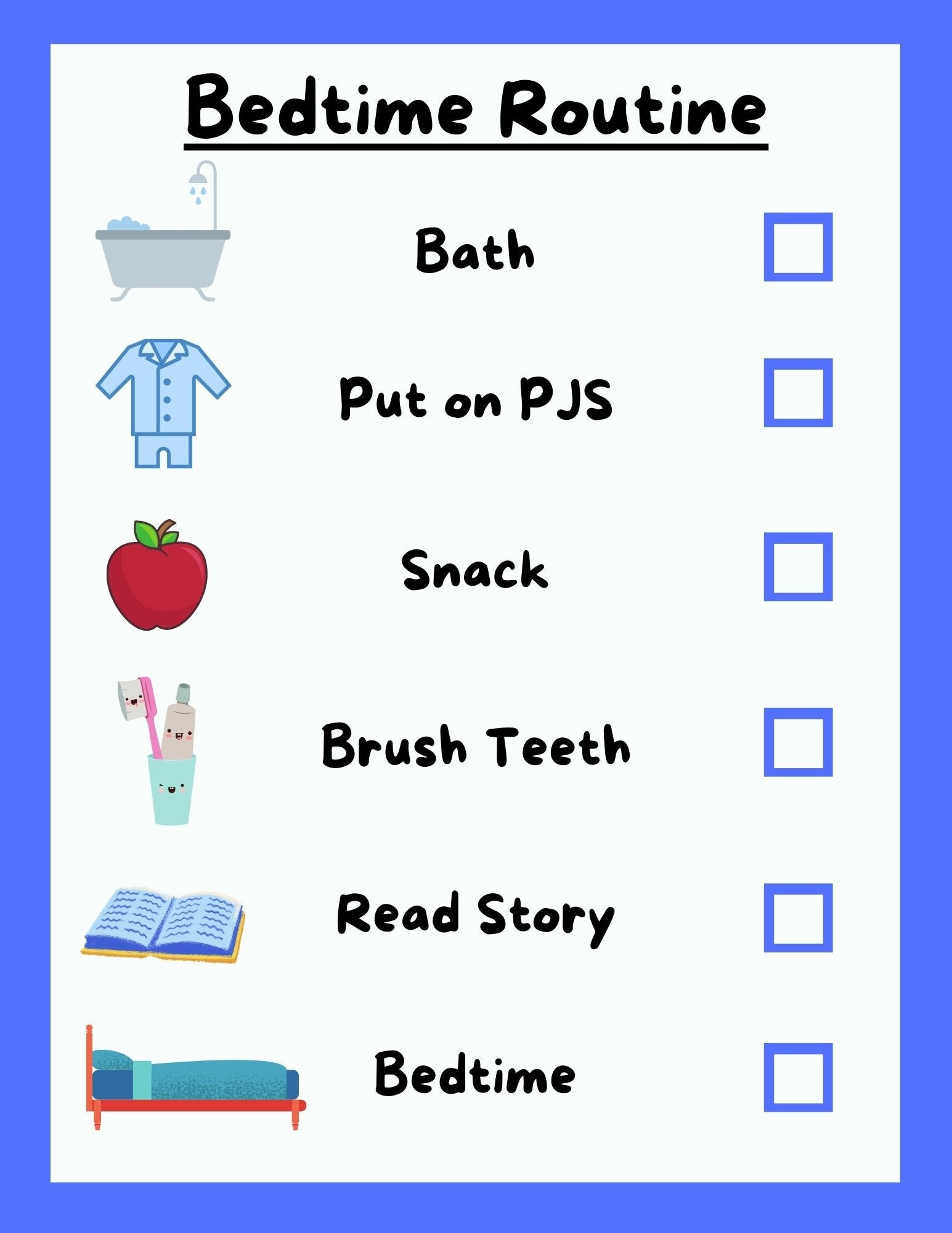 Toddler Bedtime Routine Chart Instant Download Printable Kids Sleep Montessori Children s Schedule Etsy