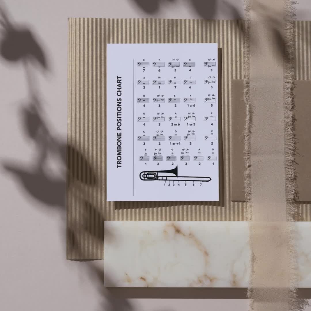 Trombone Slide Positions Chart For Students Brass Classroom Poster Printable PDF And PNG Digital Download Etsy