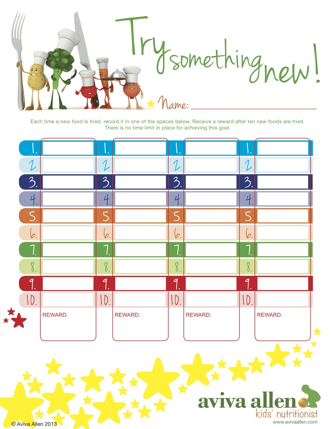 Free Printable Food Reward Chart