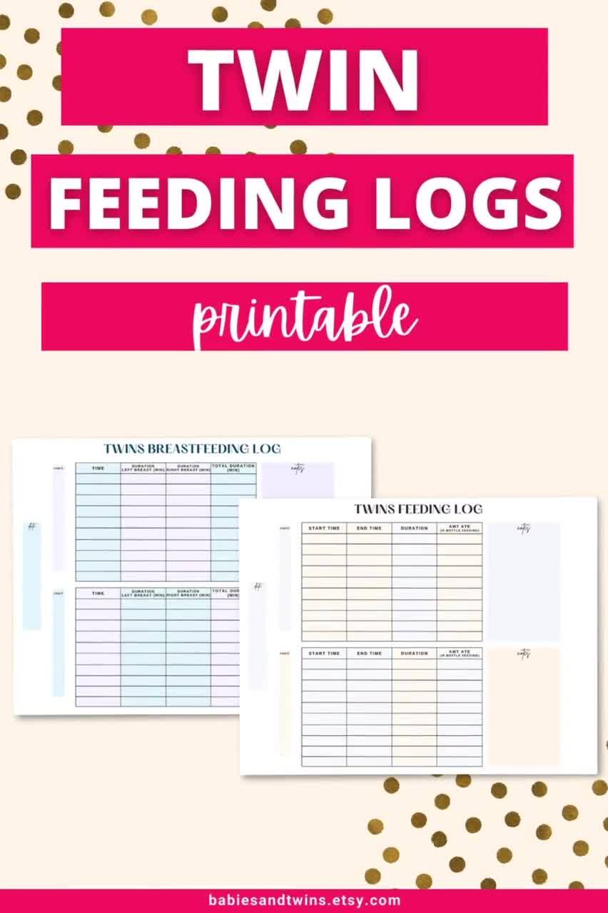 Twin Feeding Log Printable Twin Baby Feeding Chart Tracker PDF Breastfeeding Twins Planner Daily Newborn Twins Baby Feeding Schedule Etsy
