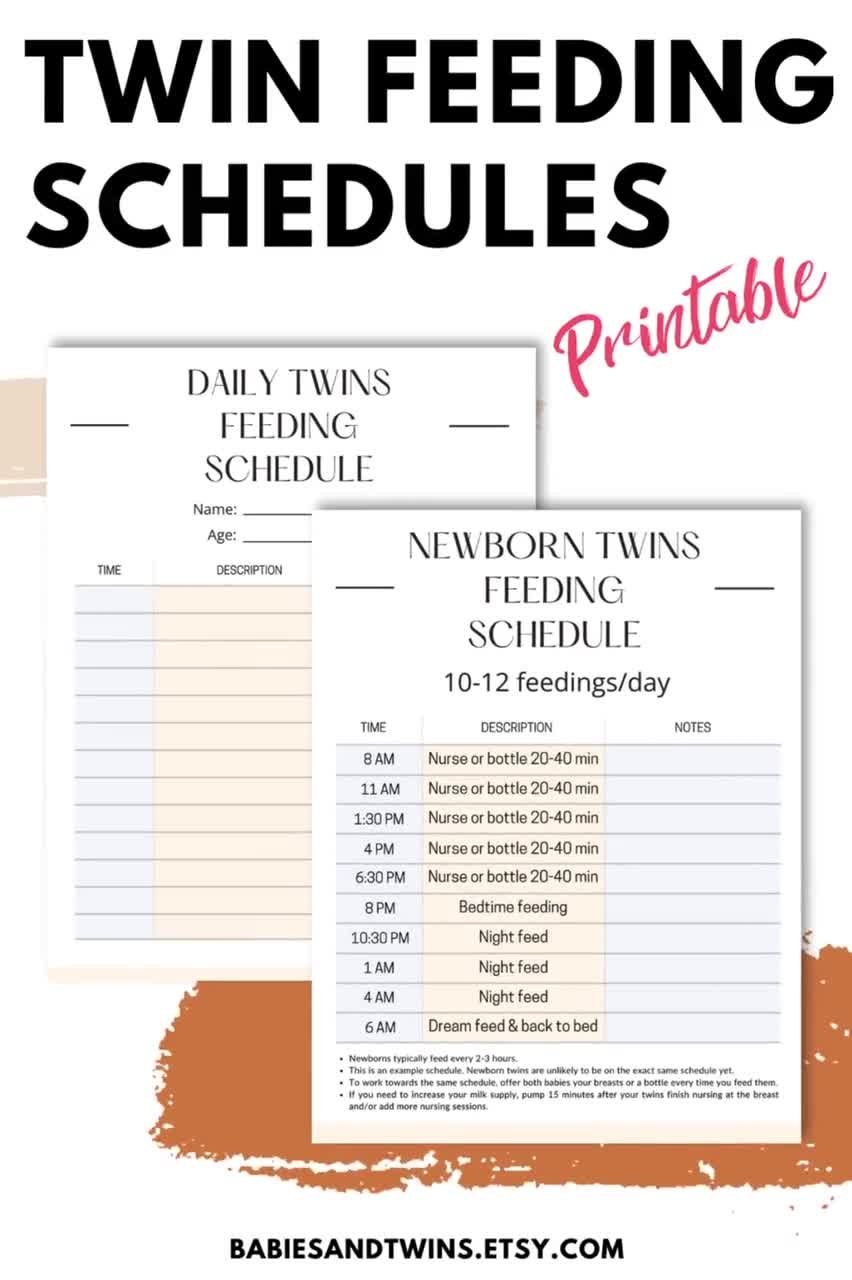 Printable Twins Feeding Chart