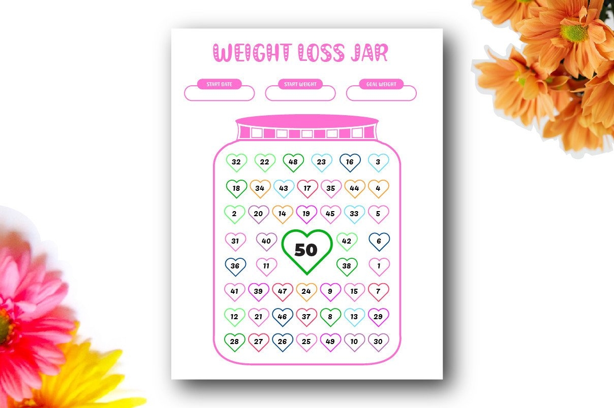 Weight Loss Jar Printable 50 KGS Or LBS Graphic By Srempire Creative Fabrica