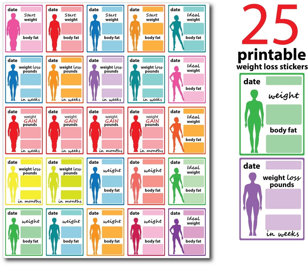Weight Loss Planner Stickers Colorful Diet Tracker PDF Etsy