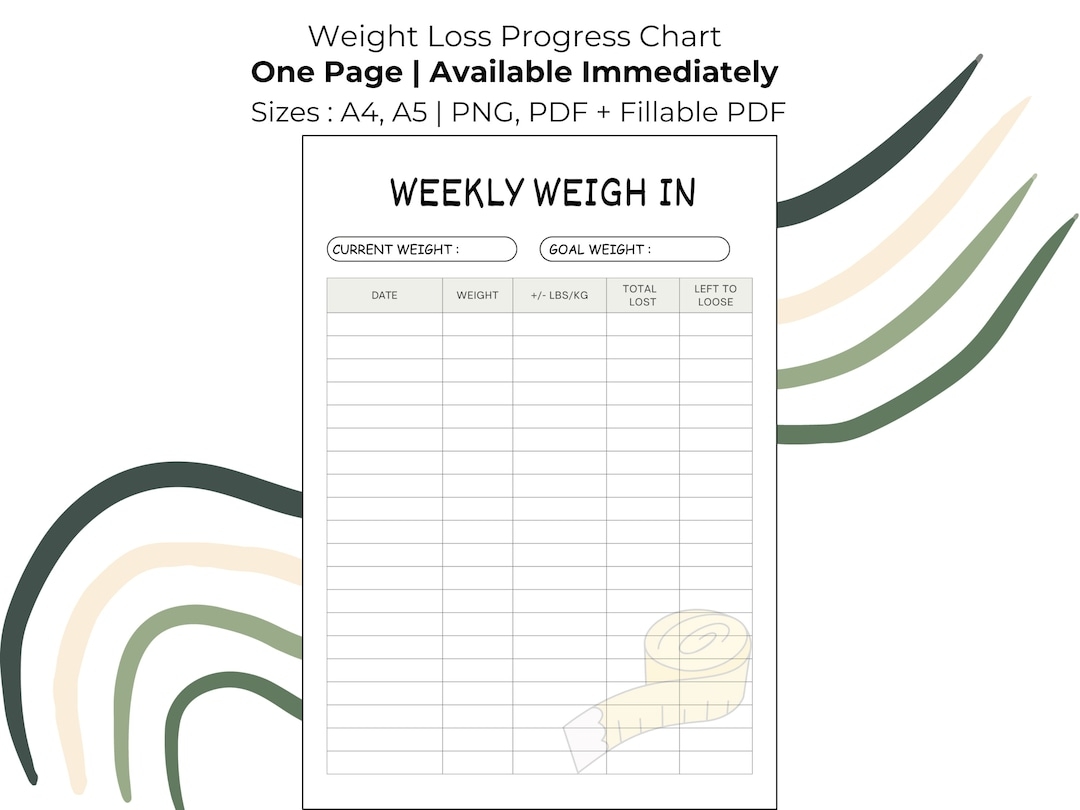 Weight Loss Progress Chart Printable Weight Loss Tracker Slimming World Friendly Available For Immediate Download Etsy