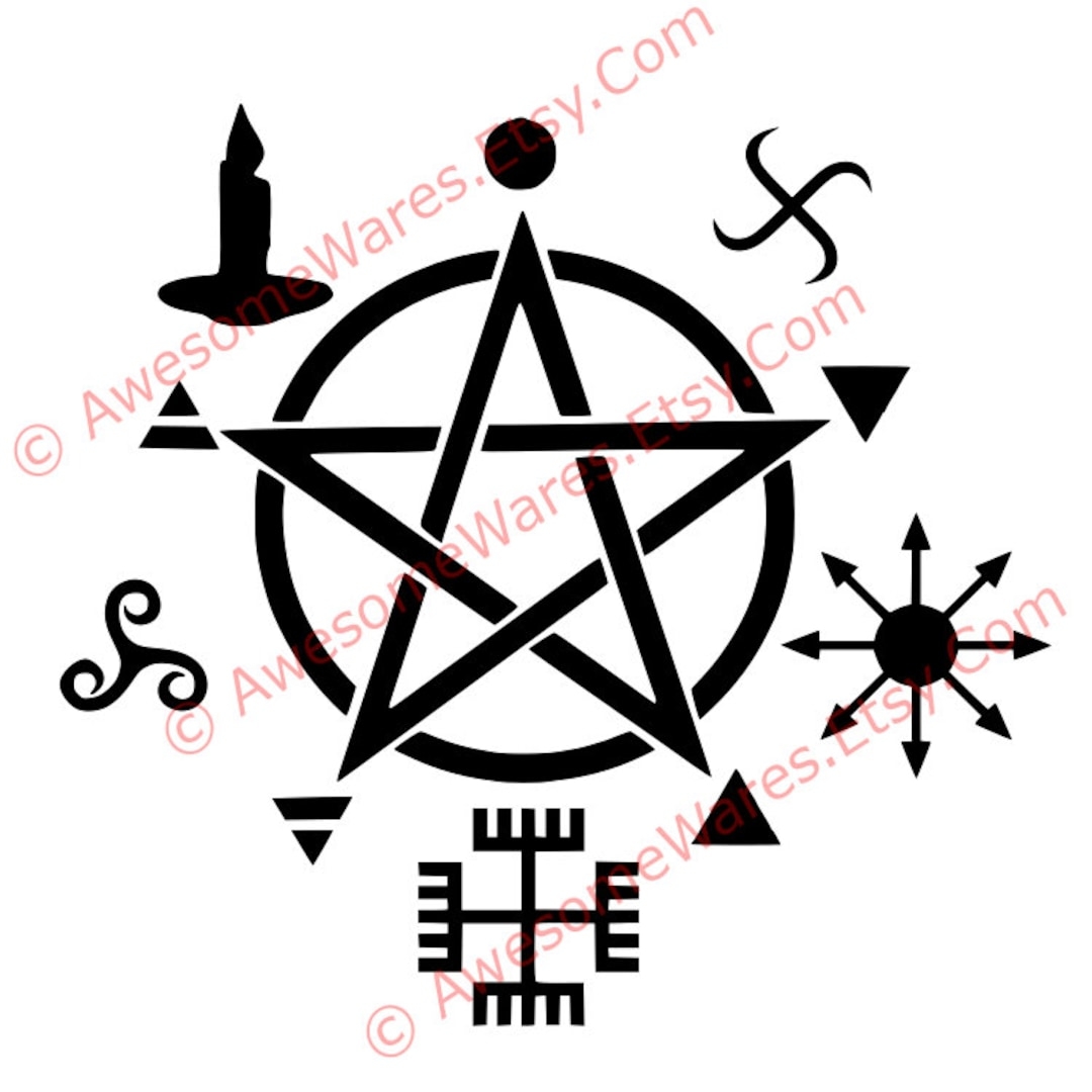 Wicca Symbols Instant Download Cut File Svg Pdf Png Dxf Witchcraft Pagan Pentacle Pentagram Star Magic Occult Arcane Witch Cricut Silhouette Etsy